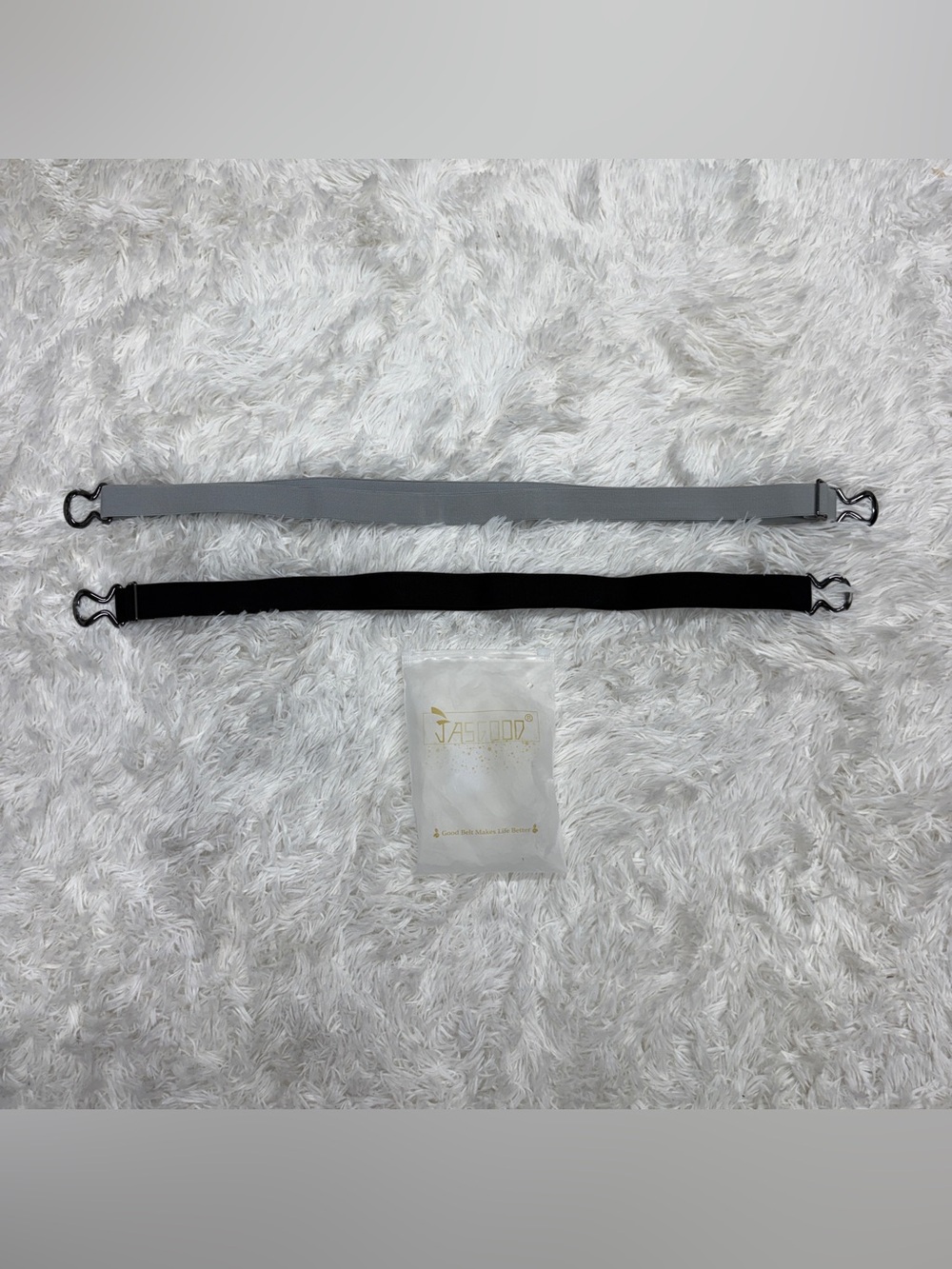 New Women’s 140cm Set Of 2 Black/Grey Jasgood Elastic Stretch Belts. 1.25 inches